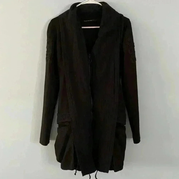 Angels Never Die Goth Front Zip Dress Beaded With Eyelet Details Black Size L - Picture 1 of 9